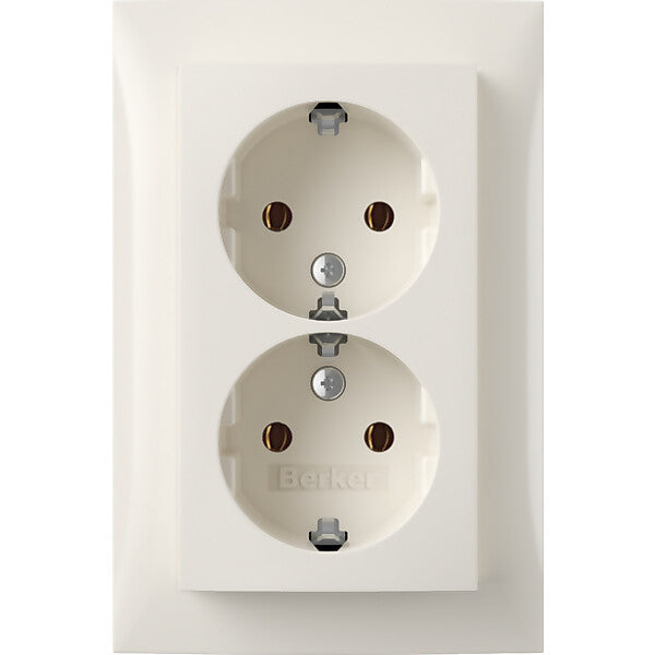 Hager/Berk SCHUKO-Doppelsteckdose Abdeckpl. pws-glanz 47748989